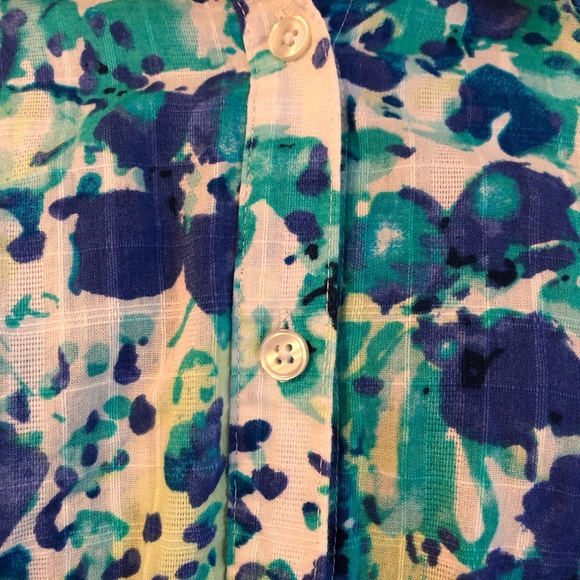 White Stag Blue floral shirt roll tab sleeves XL - Picture 2 of 4